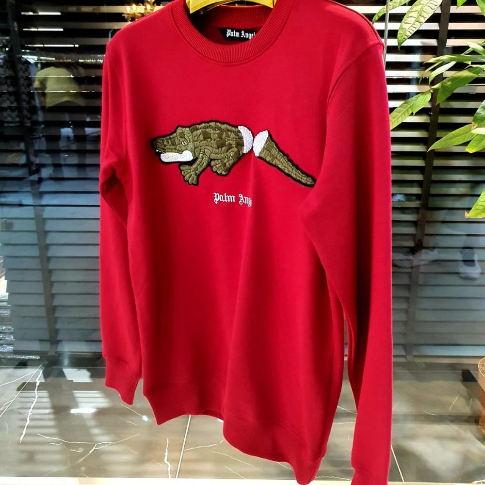 Palm Angels Red 100% Cotton Sweatshirt